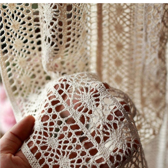 (1) Large Panel Boho Crochet Curtains - Picture 5 of 8